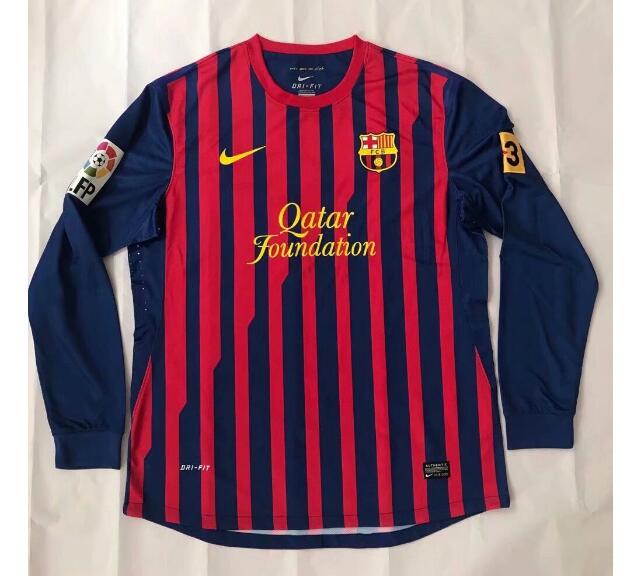 2011-12 Barcelona Retro Long Sleeve Home Kit Soccer Jersey